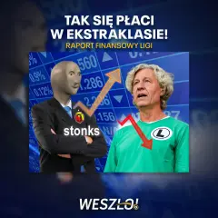 Meme o finansach w piłka nożnaekstraklasa: "stonks" kontra spadki. Raport finansowy ligi.