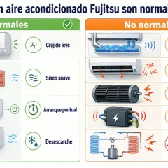 El aire acondicionado Fujitsu puede hacer ruidos. El agua goteando es normal, pero un silbido continuo o gorgoteo no lo es.