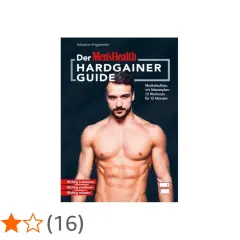 Der "Men's Health Hardgainer Guide" mit einem Mann mit Sixpack. Enthält einen Trainingsplan für Muskelaufbau.