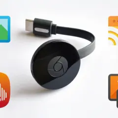 Chromecast i ikony pokazujące, jak połączyć chromecast z telefonem.