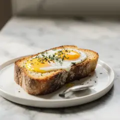 Pyszne śniadanie z airfryer: jajko sadzone na grzance z ziołami. Idealny początek dnia!