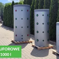 Trzy duże, szare bufory ciepła. Zastanawiasz się, bufor ciepła 1000l na ile wystarczy?