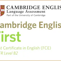 Certyfikat Cambridge English First (FCE) potwierdzający znajomość języka angielskiego na poziomie B2.