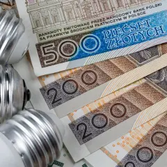 Żarówki na stosie banknotów 500 i 200 zł. Zastanawiasz się, ile kosztuje mwh prądu?