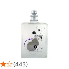 Szklana butelka perfum z motywem cząsteczek 01.