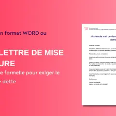 Modèle de lettre de mise en demeure pour artisan. Téléchargeable en Word ou PDF, ce document est une lettre formelle pour exiger le paiement d'une dette.