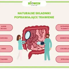 Naturalne składniki jak koper włoski, kurkuma, imbir, tymianek, ostropest plamisty, berberyna, chlorella i spirulina pomagają jak poprawić trawienie żołądka.