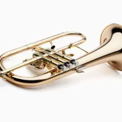 Une trompette de musique dorée, brillante et élégante, prête à faire vibrer les notes.