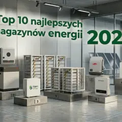 Różne magazyny energii do fotowoltaiki ustawione na podium z numerami.