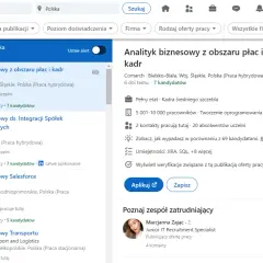 Szukasz pracy jako analityk biznesowy? LinkedIn to platforma, gdzie znajdziesz oferty pracy, np. analityk biznesowy z obszaru płac i kadr.