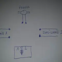 Schemat podłączenia pompy zasilanej z dwóch źródeł przez łącznik krzywkowy.
