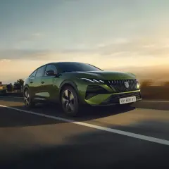 Nowy zielony Peugeot 408 na drodze. Sprawdź atrakcyjną peugeot 408 cena i wybierz swój wymarzony samochód.