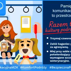 Dziewczynka z kotem w transporterze i pies z biletem w autobusie. Czy pies musi mieć bilet w autobusie? Tak, jeśli podróżuje.