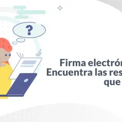 Ilustración de una persona pensativa frente a una laptop, buscando información sobre el **reglamento de firma electrónica**.