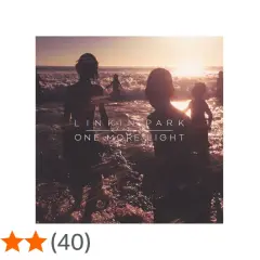 Okładka albumu Linkin Park "One More Light" z sylwetkami ludzi na tle zachodzącego słońca.