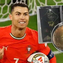 Cristiano Ronaldo w stroju Portugalii z piłką i czekoladkami z Dubaju. Zastanawiasz się, ile kosztuje Ronaldo?
