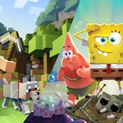 Steve z Minecrafta i Spongebob z przyjaciółmi – idealne gry na Xbox One dla dzieci.