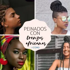 Mujeres con diversos tipos de trenzas africanas: recogidos altos, moños y estilos sueltos.
