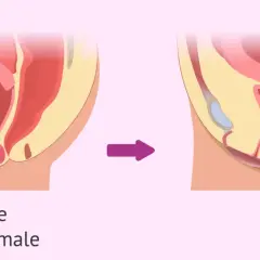 Illustration anatomique montrant une ouverture vaginale normale puis un vagin étroit suite à une contraction involontaire du périnée.
