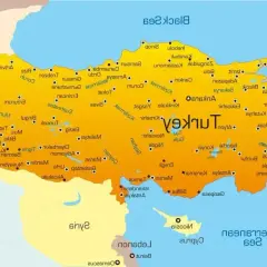 Mapa Turcji z zaznaczonymi miastami, idealna do planowania podróży i ubiegania się o wizę do Turcji.