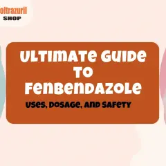 Pomarańczowy kot i biały pies obok napisu "ULTIMATE GUIDE TO FENBENDAZOLE".