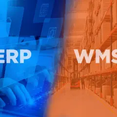 ERP i WMS - kluczowe systemy dla nowoczesnej logistyki. Wizualizacja pokazuje zarządzanie danymi i magazyn.