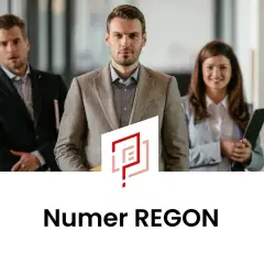 Trzech profesjonalistów w garniturach. Na dole napis "Numer REGON". Dowiedz się, co to jest REGON.