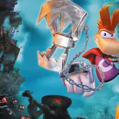 Rayman 3 spolszczenie: Rayman walczy z potworami, a obok niego polska flaga.