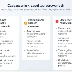 Domowe sposoby na czyszczenie krzeseł tapicerowanych: odkurzanie, soda, płyn do naczyń, kwasek cytrynowy. Unikaj błędów!