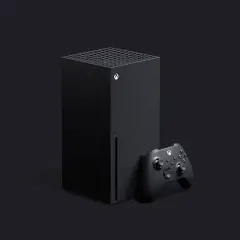 Czarna konsola Xbox Series X i kontroler na ciemnym tle. Premiera Xbox Series X zapowiada nową erę gier.