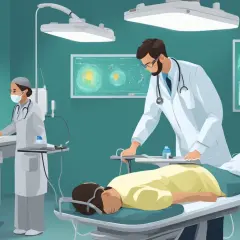 Lekarz przygotowuje pacjenta do badania. To może być rektoskopia, co to jest? To badanie jelita grubego.