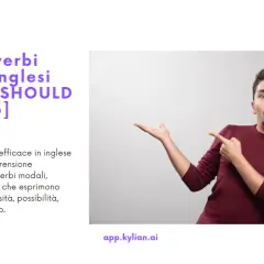Uomo sorpreso indica "Usare i verbi modali inglesi SHALL e SHOULD [Italiano]". Scopri quando si usa shall.