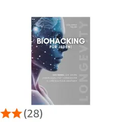Buchcover: "Biohacking für jeden!" mit stilisiertem Kopf und Gehirn. Erfahre, was Biohacking ist und wie du deine Lebensqualität verbesserst.