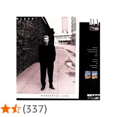 Okładka albumu "Wonderful Life" zespołu Black. Mężczyzna w czarnym garniturze stoi na ulicy.