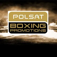 Logo Polsat Boxing Night na tle dymu i światła.
