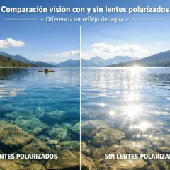 Vergleich: Mit polarisierten Sonnenbrillen ist das Wasser klar, ohne sind die Reflexionen blendend.