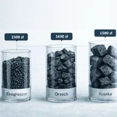 Porównanie cen węgla: ekogroszek 1500 zł, orzech 1630 zł, kostka 1580 zł. Dowiedz się, ile kosztuje węgiel orzech.