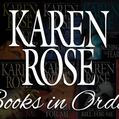 Collage aus Buchcovern von Karen Rose Thrillern mit dem Titel "Books in Order" in weißer Schrift.