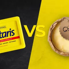 Butterschmalz vs Ghee: Gelbe Dose Butaris Butterschmalz gegen eine runde Form Ghee. Welches ist besser zum Braten, Backen, Kochen?