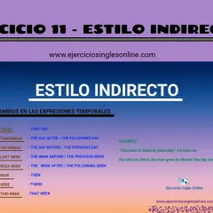 Tabla de cambios temporales para reported speech (estilo indirecto). Aprende cómo transformar expresiones de tiempo.