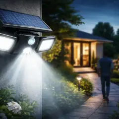 Lampa solarna oświetla ścieżkę w ogrodzie. Czy lampy solarne świecą zimą? Tak, nawet w chłodne dni zapewniają bezpieczeństwo.