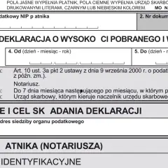 Deklaracja PCC-2 dotycząca podatku od czynności cywilnoprawnych, np. podatek od zakupu mieszkania od dewelopera.