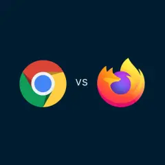 Logo Google Chrome kontra logo Firefox. Porównanie popularnych przeglądarek internetowych.
