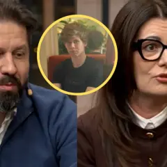 Damian Kret z rodzicami, na zdjęciu jego rodzice i on sam w okręgu.