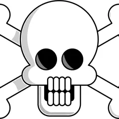 Teschio da colorare e stampare, pronto per avventure piratesche.