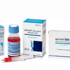 Apiretal es paracetamol, no ibuprofeno. Se muestran diferentes presentaciones: gotas, solución oral y comprimidos bucodispersables.