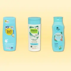 Drei After Sun Lotionen: Sundance, Alterra und Today. Sie kühlen und pflegen die Haut nach dem Sonnenbad. Wie oft After Sun auftragen? Nach Bedarf, um die Haut feucht zu halten.