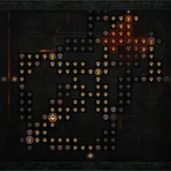 Diablo 4 drzewko umiejętności: panel z dostępnymi punktami, statystykami i glifami. Rozbudowany system rozwoju postaci.