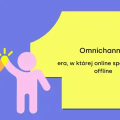 Dwie postacie dają sobie piątkę, symbolizując erę omnichannel marketingu, gdzie online spotyka się z offline.
