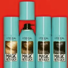 Latas de L'Oréal Magic Retouch, spray para raíces. Considera las contraindicaciones antes de usar.